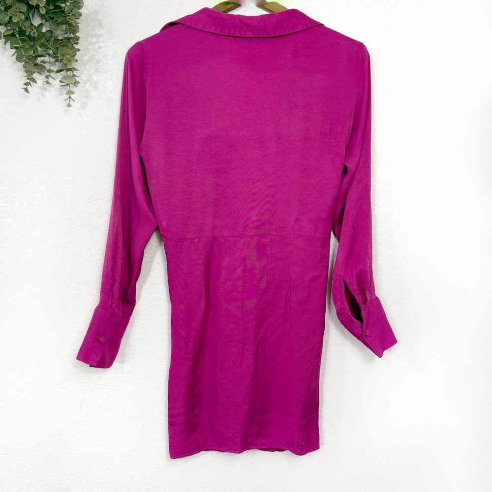 ZARA • Pink Satin Front Twist Midi Dress - Picture 5 of 6